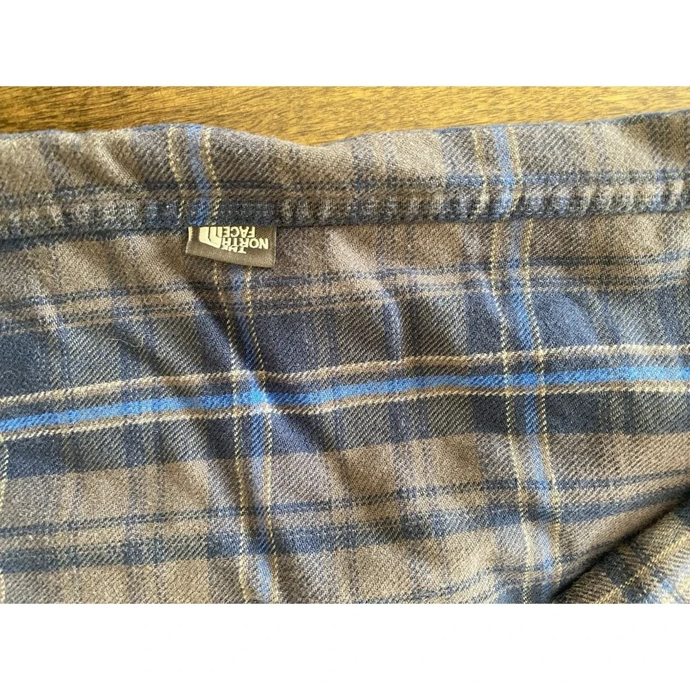 The North Face Flannel Shirt Men's XXL Navy Brown Striped Button Up Pockets